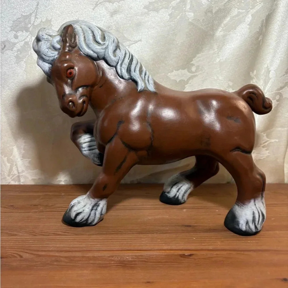 Vintage 10" Ceramic Art Chestnut’s Clydesdale Draft Horse